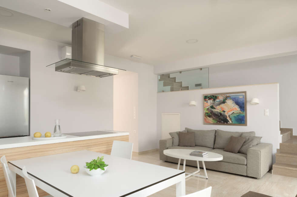 The spacious living and dining room.